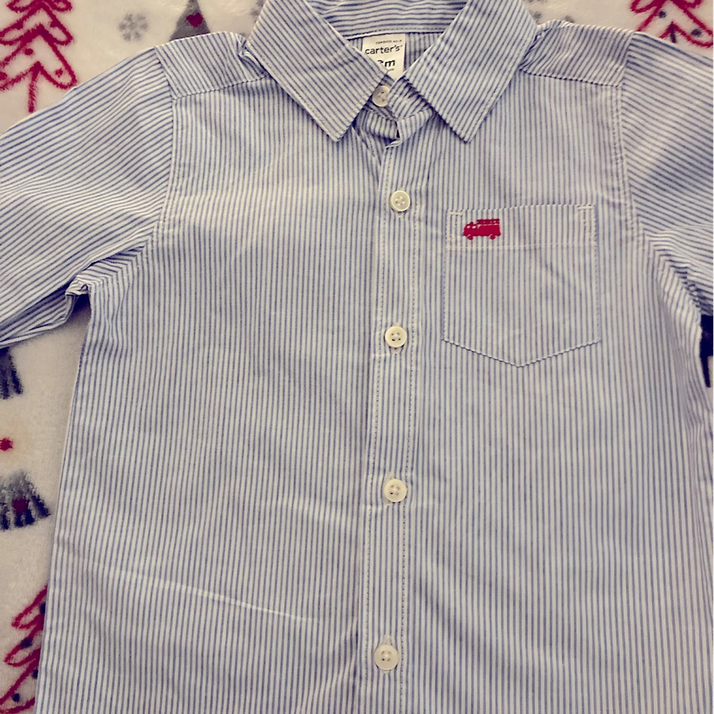 Carter’s button down blue striped cotton shirt Size 18 months